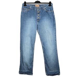 Vintage Zena Jeans Womens 14 Blue High Rise Button Fly Relaxed Straight Y2K